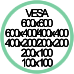 Vesa Applicabile 200x200 400x200 400x400 600x400 600x600